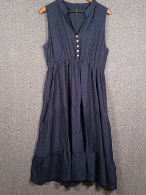 Brovave Women's Size XL Navy V-Neck Knee Length Dress